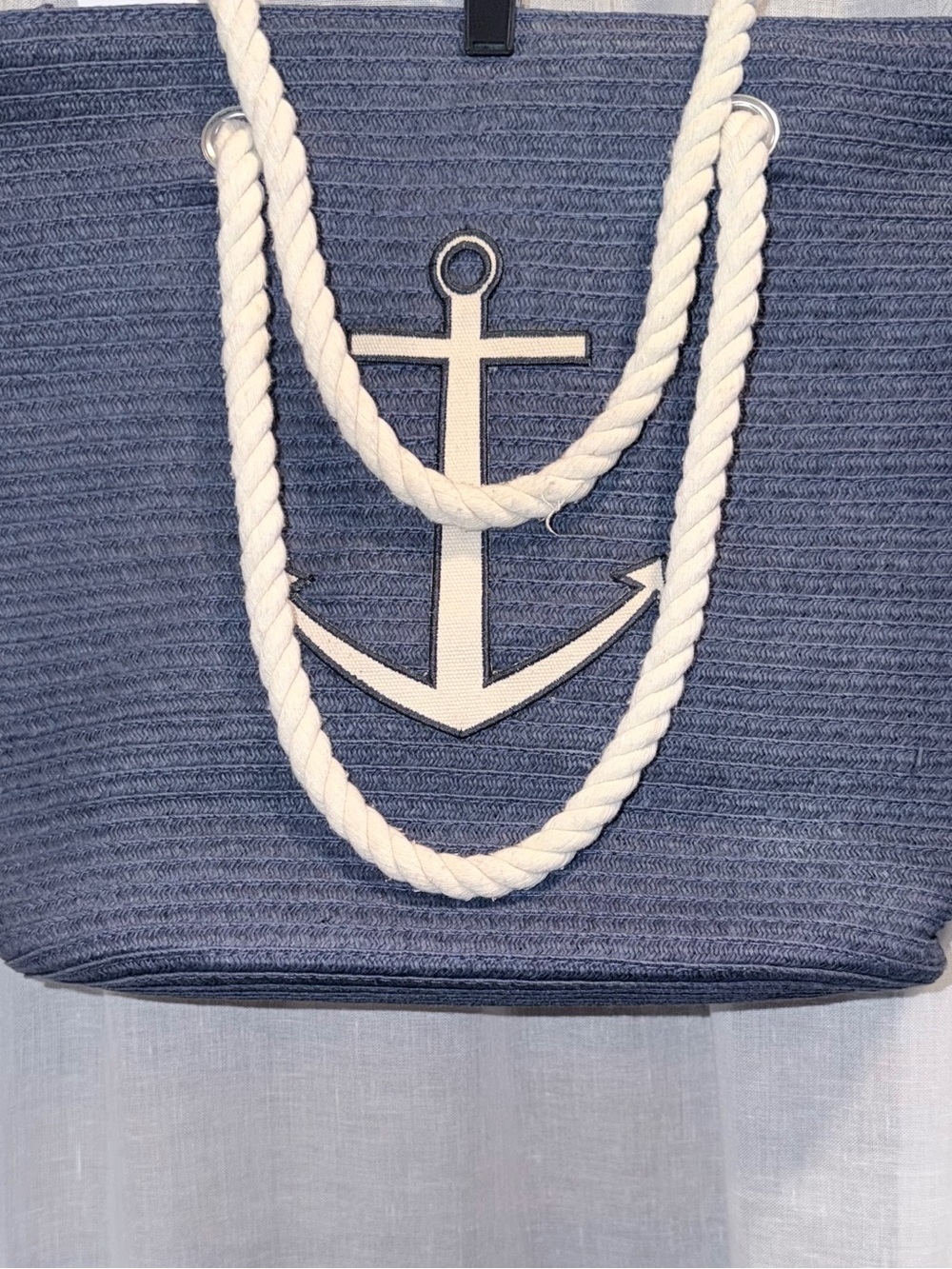 Navy Anchor Rope Tote Bag - Casual Beach Tote